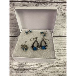 4 Pairs Sterling Silver & Turquoise Pierced Earrings, Eagle, Arrow, Post Dangle!